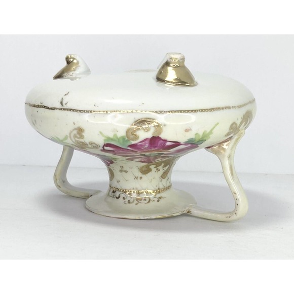 Antique Circa. 1880’s NIPPON Porcelain Moriage Footed Handpainted Floral Vase 7” - Picture 8 of 9